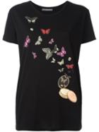 Alexander Mcqueen Butterfly And Moth Print T-shirt, Women's, Size: 40, Black, Cotton