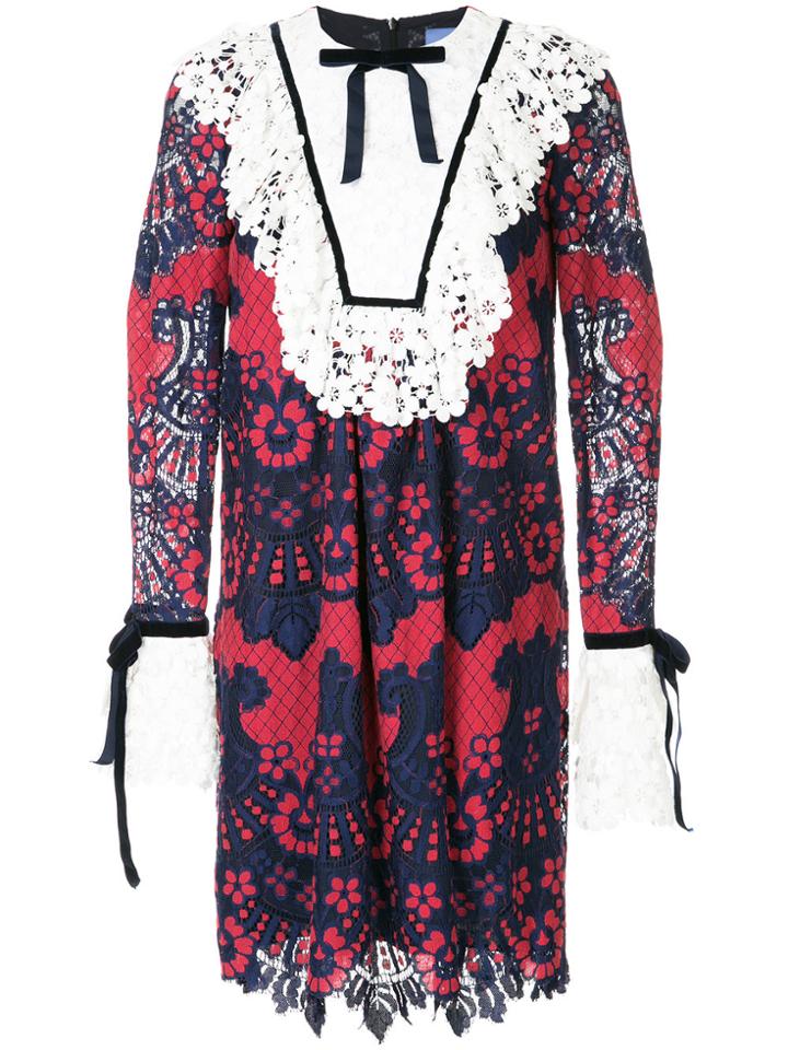 Macgraw Lace Trim Longsleeved Dress - Blue