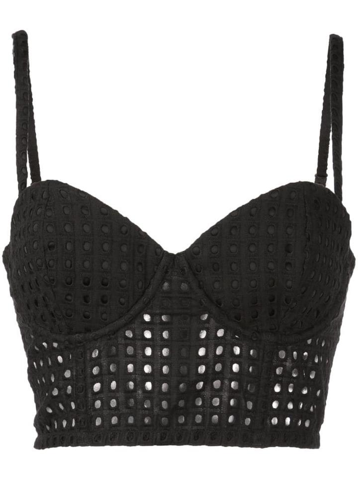 Fleur Du Mal Cropped Bustier Top - Black