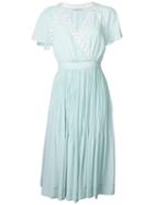 Philosophy Di Lorenzo Serafini Embellished Neck Pleated Dress, Women's, Size: 48, Blue, Acetate/silk/other Fibers/polyester