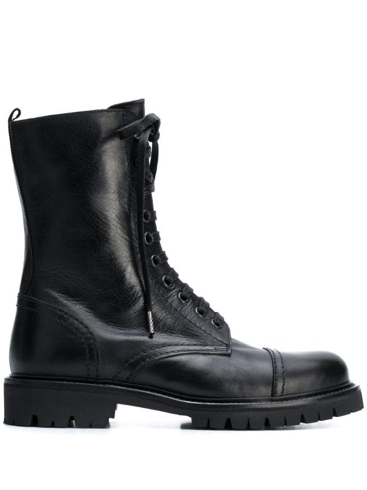 Paris Texas Combat Lace-up Boots - Black