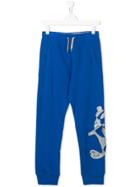 John Galliano Kids Teen Three-dimensional Logo Track Pants - Blue