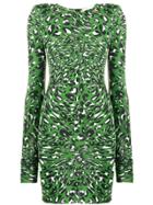 Alexandre Vauthier Leopard Print Mini Dress - Green