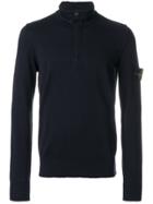 Stone Island Half Button Knitted Jumper - Blue