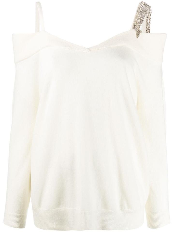 Pinko Embellished Cut-ot Shoulder Jumper - White