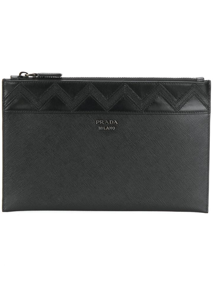 Prada Triangle Detail Pouch - Black