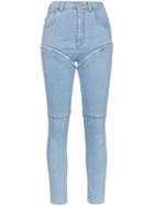 Alessandra Rich Detachable-leg Skinny Jeans - Blue