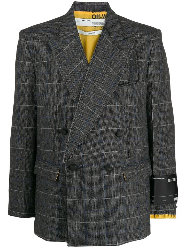 Off-white Check Print Blazer - Grey