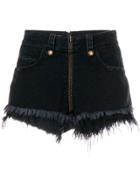 Unravel Project Frayed Zipped Shorts - Black