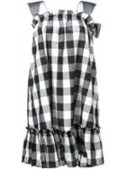 Rochas Bow Detail Gingham Dress, Women's, Size: 40, Black, Silk/cotton