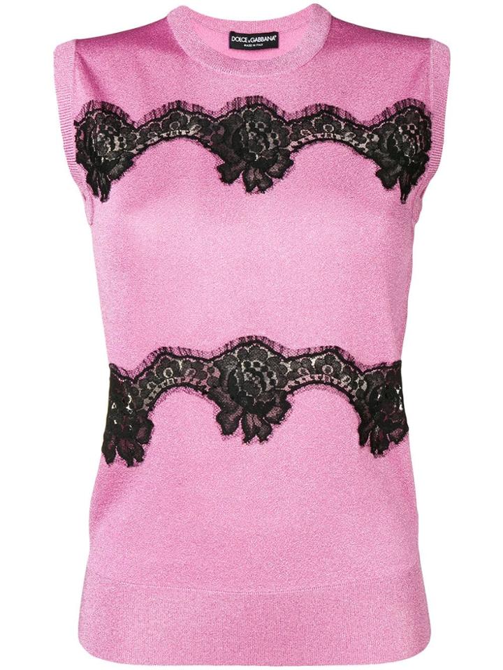 Dolce & Gabbana Lace Insert Jumper - Purple