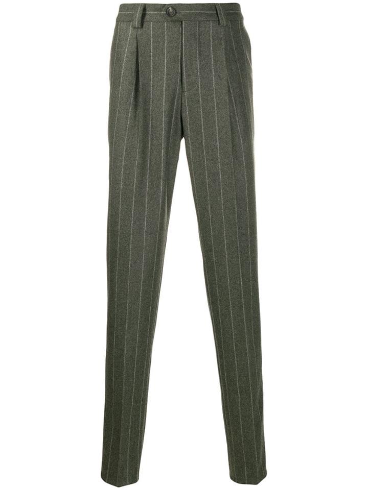 Brunello Cucinelli Striped Straight-leg Trousers - Green