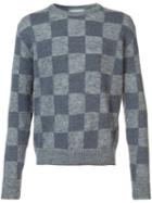 Ami Alexandre Mattiussi Checked Intarsia Sweater, Men's, Size: Xxl, Grey, Polyamide/cashmere/llama/alpaca