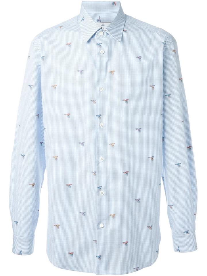 Vivienne Westwood Man Bird Print Shirt, Men's, Size: 50, Blue, Cotton
