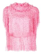 Msgm Tweed Fringe Shirt - Pink