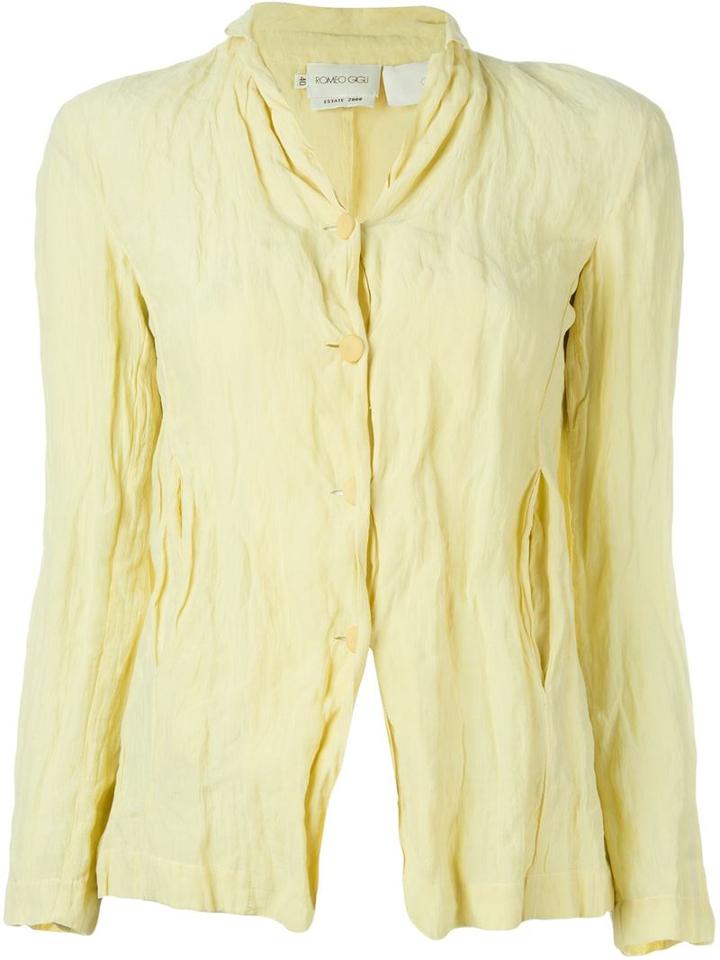 Romeo Gigli Vintage Creased Effect Shirt, Women's, Size: 40, Yellow/orange