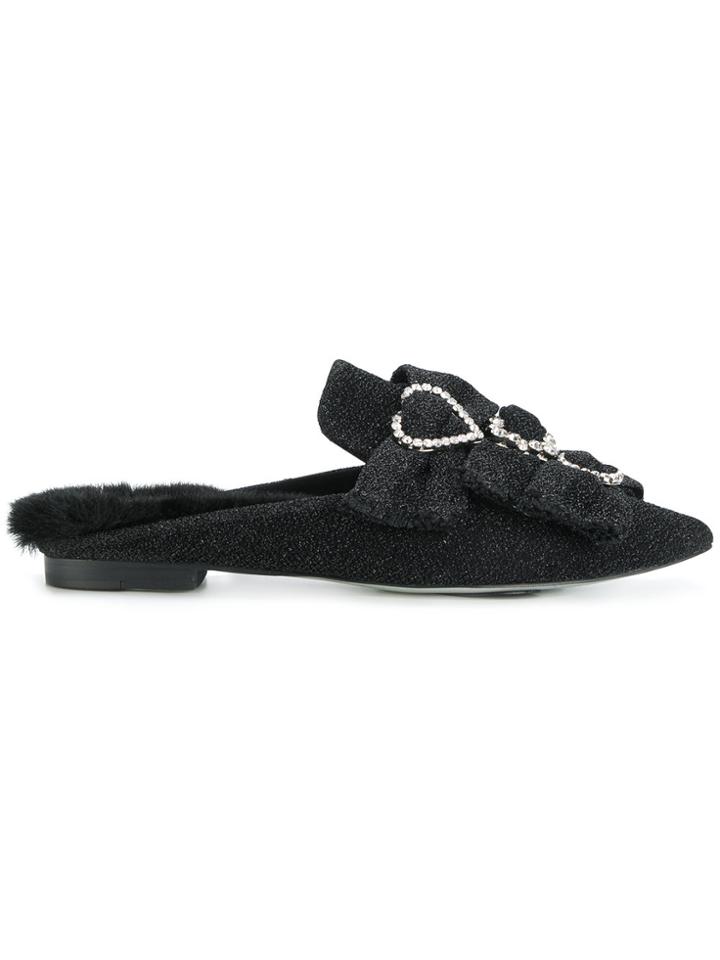 Suecomma Bonnie Embellished Bow Mules - Black