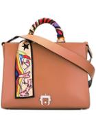 Paula Cademartori Printed Trim Tote Bag, Women's, Brown, Calf Leather/lamb Nubuck Leather