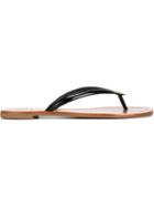 Tory Burch Logo Flip Flops, Women's, Size: 10.5, Blue, Leather/rubber/patent Leather