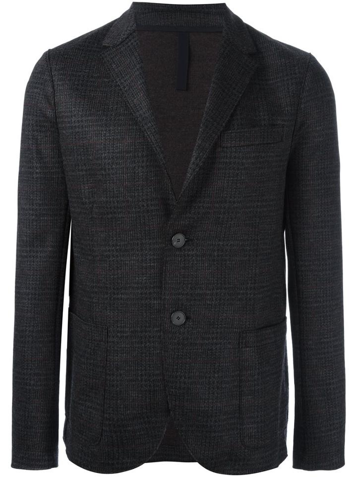 Harris Wharf London Checked Double Buttoned Blazer, Men's, Size: 50, Black, Virgin Wool
