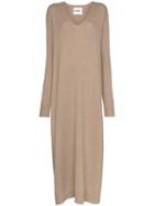 Jil Sander V-neck Maxi Jumper Dress - Neutrals