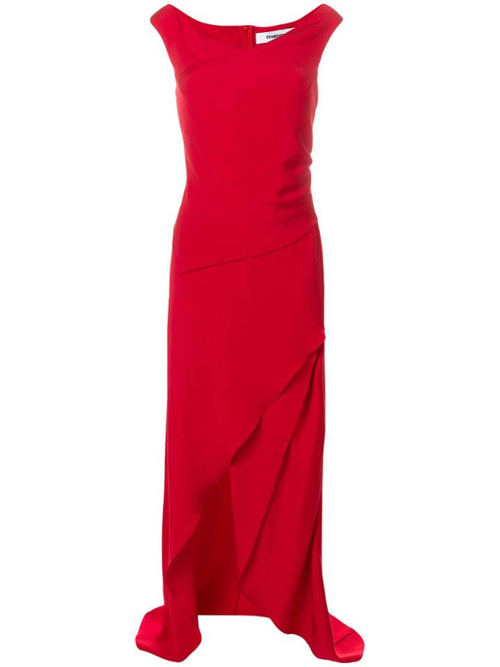 Chalayan Asymmetric Draped Gown - Red