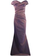 Talbot Runhof Ruched Evening Dress - Purple
