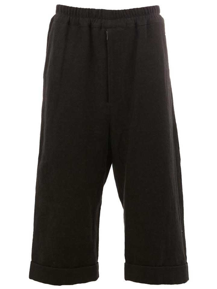 By Walid Cropped Trousers, Men's, Size: Medium, Black, Linen/flax