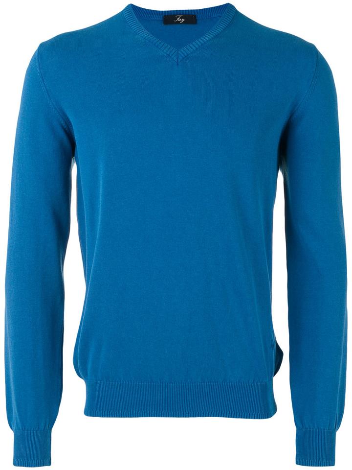 Fay - V-neck Sweater - Men - Cotton - 50, Blue, Cotton