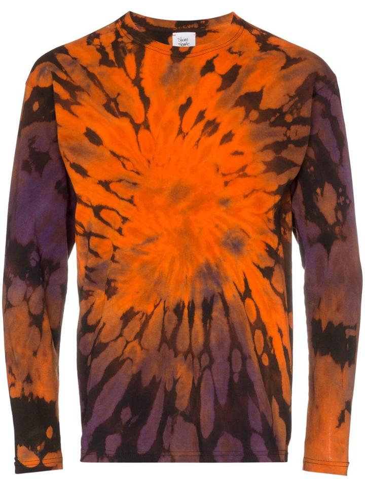 Stain Shade Tie-dye Print Long-sleeved Cotton T-shirt - Multicoloured