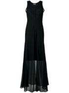 Maison Margiela Layered-effect Maxi Dress, Women's, Size: 40, Black, Silk/cotton/polyamide/polyester