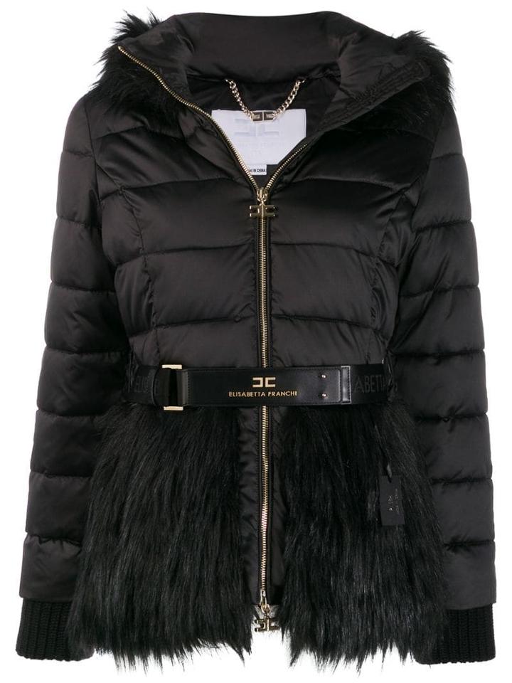 Elisabetta Franchi Feather Appliqué Jacket - Black