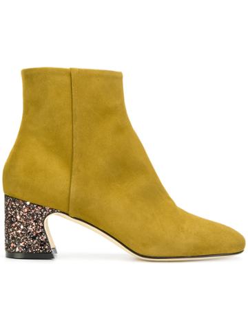 Benedetta Boroli Ankle Boots With Glitter Heel - Yellow & Orange