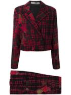 Jean Louis Scherrer Vintage Tartan Skirt Suit - Red
