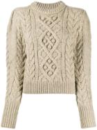 Isabel Marant Étoile Cropped Cable Knit Sweater - Neutrals