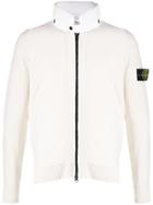 Stone Island High Neck Zipped Cardigan - White