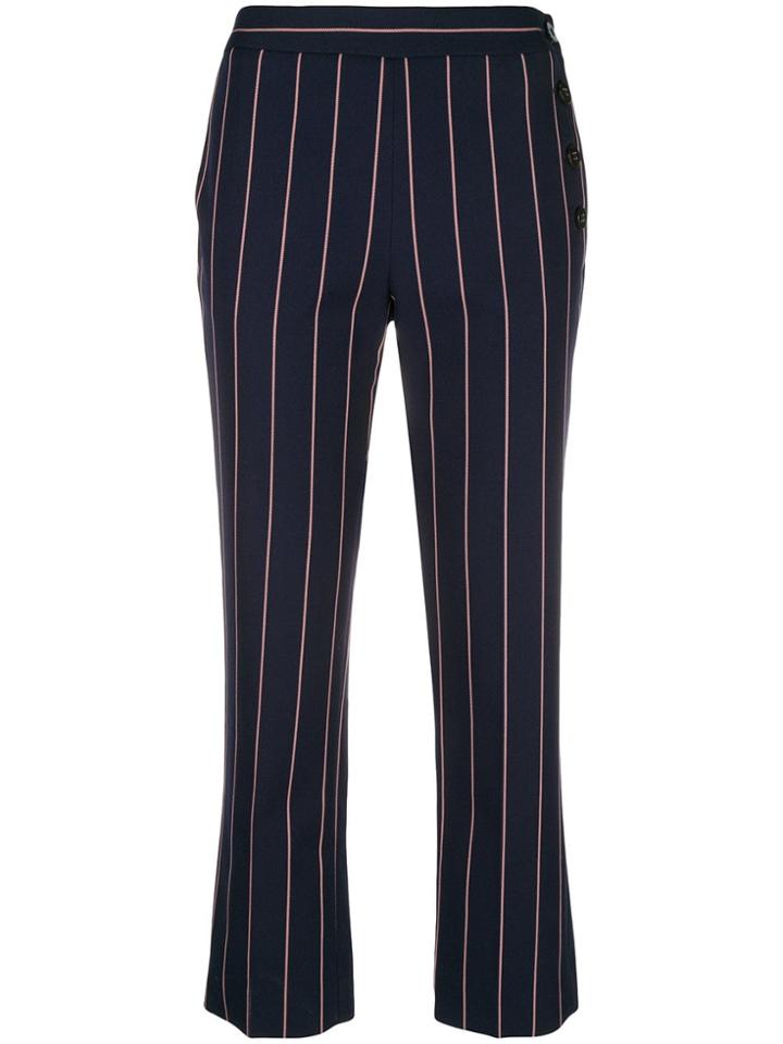 Victoria Victoria Beckham Pinstripe Cropped Trousers - Blue