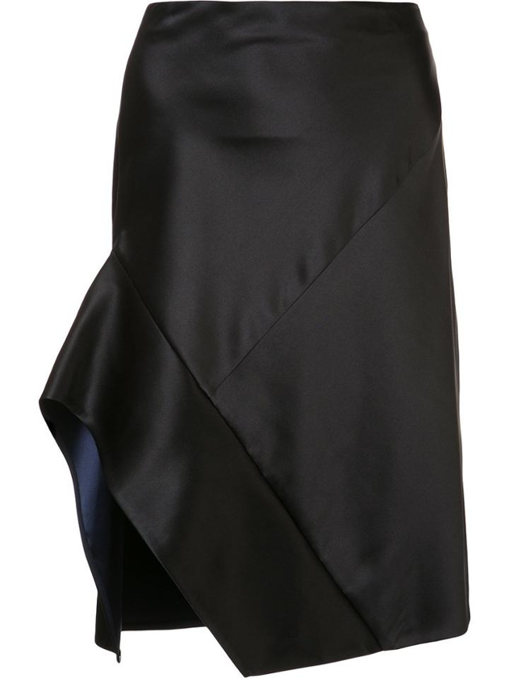 Narciso Rodriguez Contrast Trim Asymmetric Skirt - Black