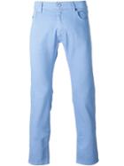 Z Zegna Fold Over Hem Slim Fit Chinos, Men's, Size: 33, Blue, Cotton/polyester/spandex/elastane