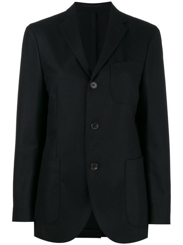 Holiday Navy Flannel Single Breasted Blazer - Blue