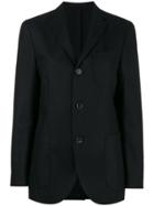 Holiday Navy Flannel Single Breasted Blazer - Blue