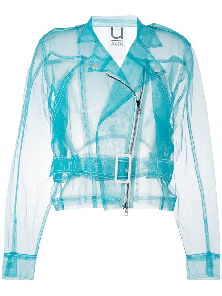 Aviù Sheer Biker Jacket - Blue