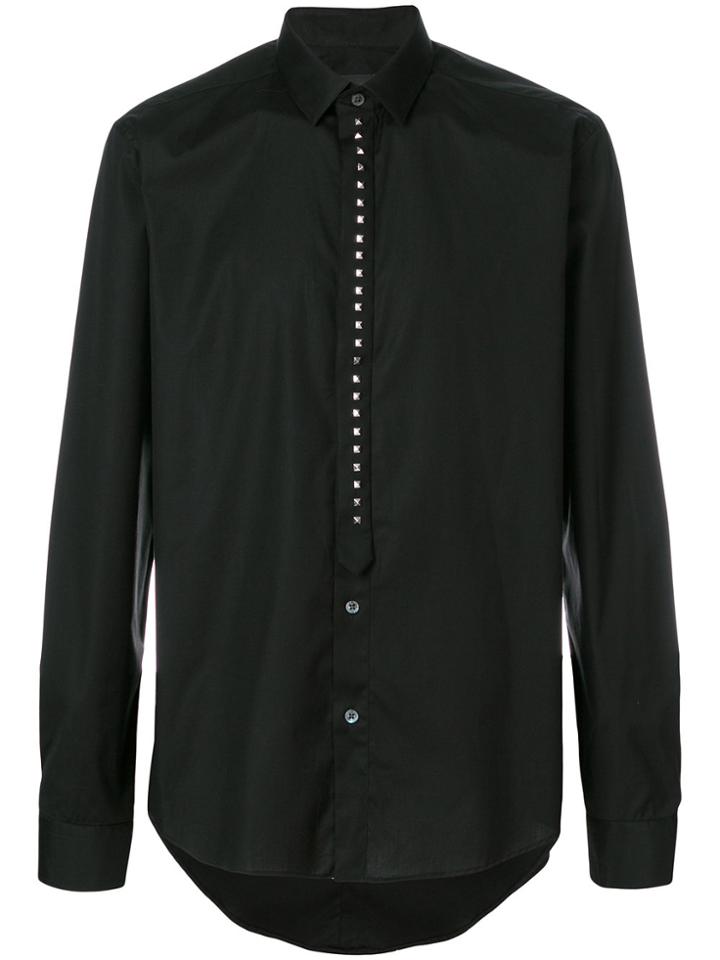 Les Hommes Stud-placket Fitted Shirt - Black