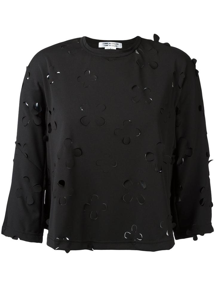 Comme Des Garçons Comme Des Garçons - Floral Cut-out Blouse - Women - Polyester - S, Black, Polyester