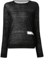 Yohji Yamamoto Contrast Mesh Detail Sweater, Women's, Size: 2, Black, Nylon/wool