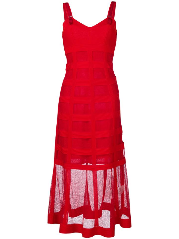 Alexander Mcqueen Mesh Overlay Dress - Red