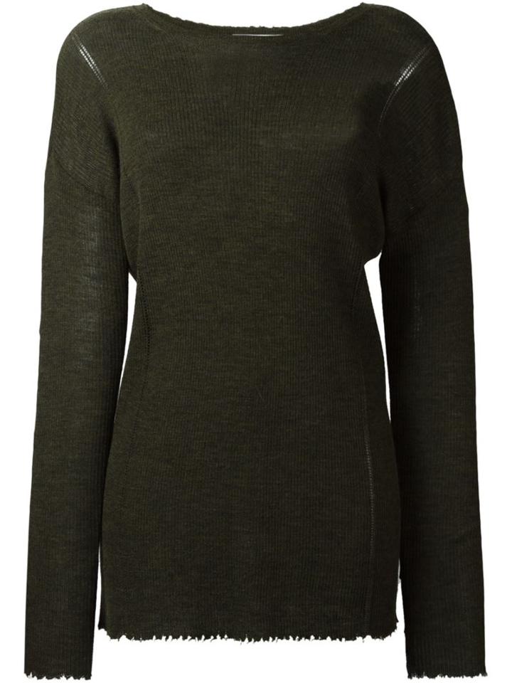 Helmut Lang Ribbed Knitted Sweater, Women's, Size: Xs, Green, Wool