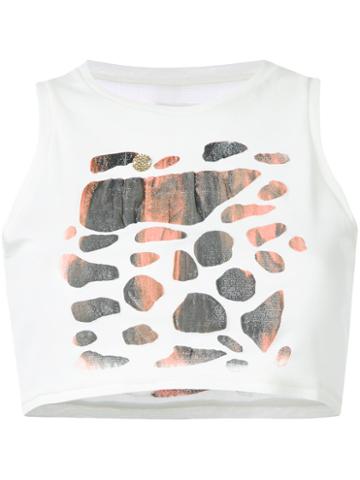 Kotohayokozawa - Printed Crop Top - Women - Polyester - S, White, Polyester