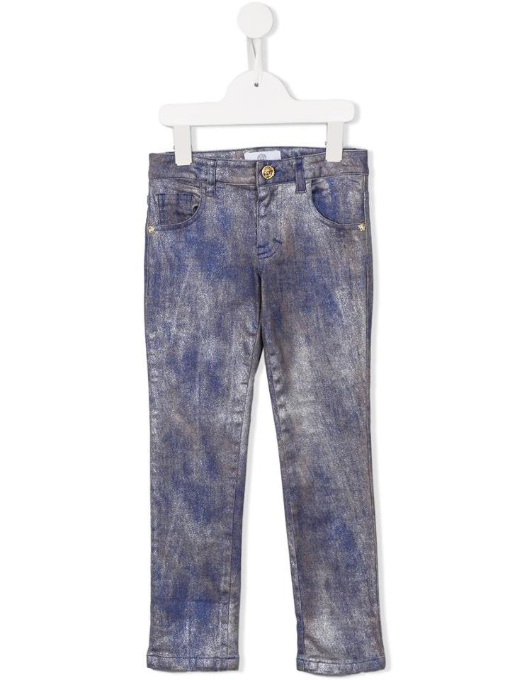 Young Versace Printed Jeans, Girl's, Size: 6 Yrs, Blue