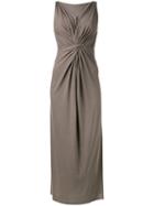 Rick Owens Lilies Gathered Waist Sleeveless Dress, Women's, Size: 42, Brown, Cotton/viscose/polyamide